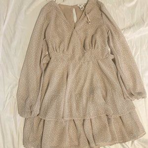 cream and white leapord dress